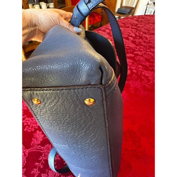 MCM Blue Pebbled Leather Two-Way Bag w/COA - Picture 10 of 14